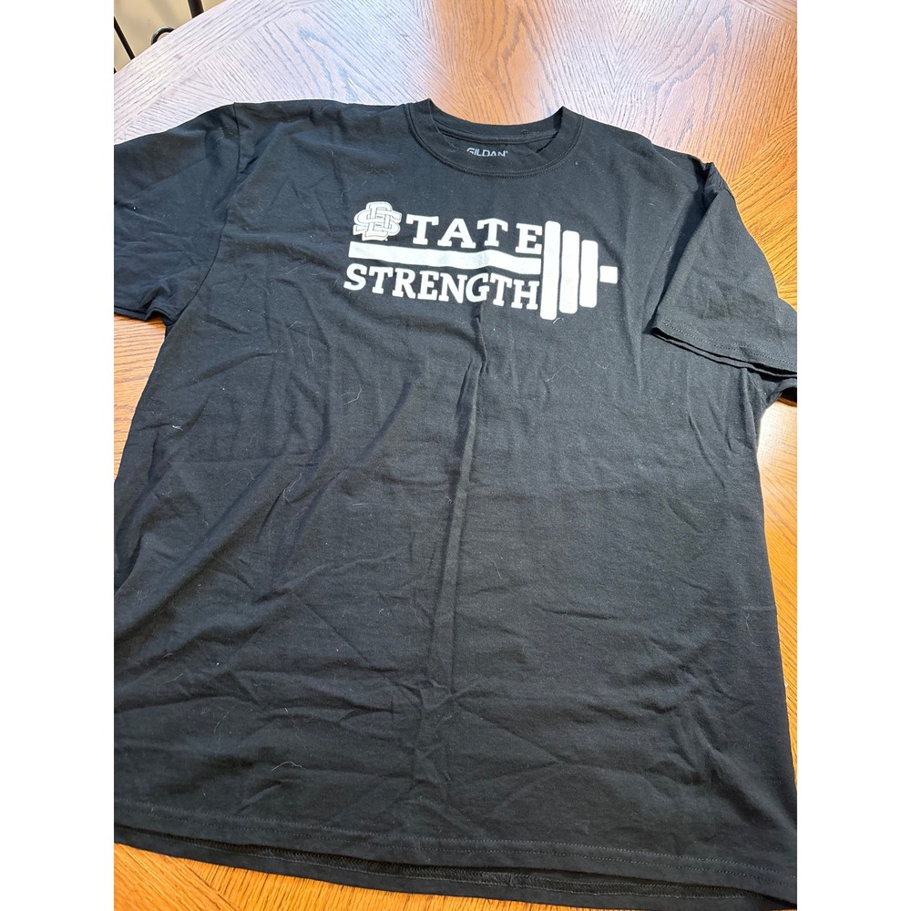 Gildan State Strength T Shirt Black Gym Workout Mens XL DryBlend